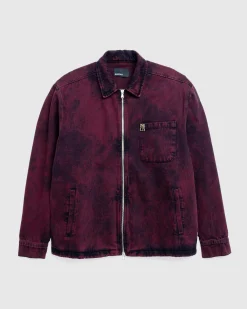 Online Rassvet Acid Wash Denim Overshirt Woven burgundy