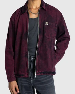 Online Rassvet Acid Wash Denim Overshirt Woven burgundy