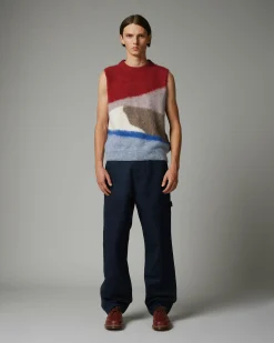 Cheap Highsnobiety HS05 Alpaca Abstract Sweater Vest Red/Blue unavailable