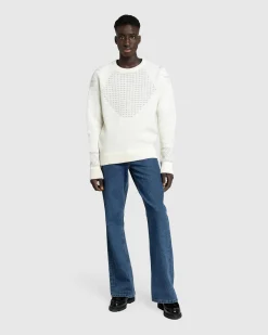 Fashion GmbH Alpaca Wool Blend Knit Jumper Off White/Grey offwhite/grey