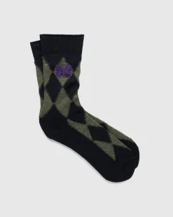 Best Needles Argyle Merino Socks olive
