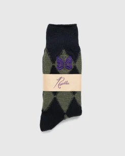 Best Needles Argyle Merino Socks olive
