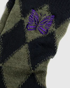 Best Needles Argyle Merino Socks olive