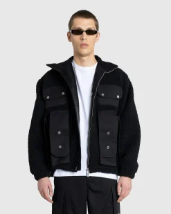 Hot GmbH Bernt Teddy Wool Twill Fleece Jacket black