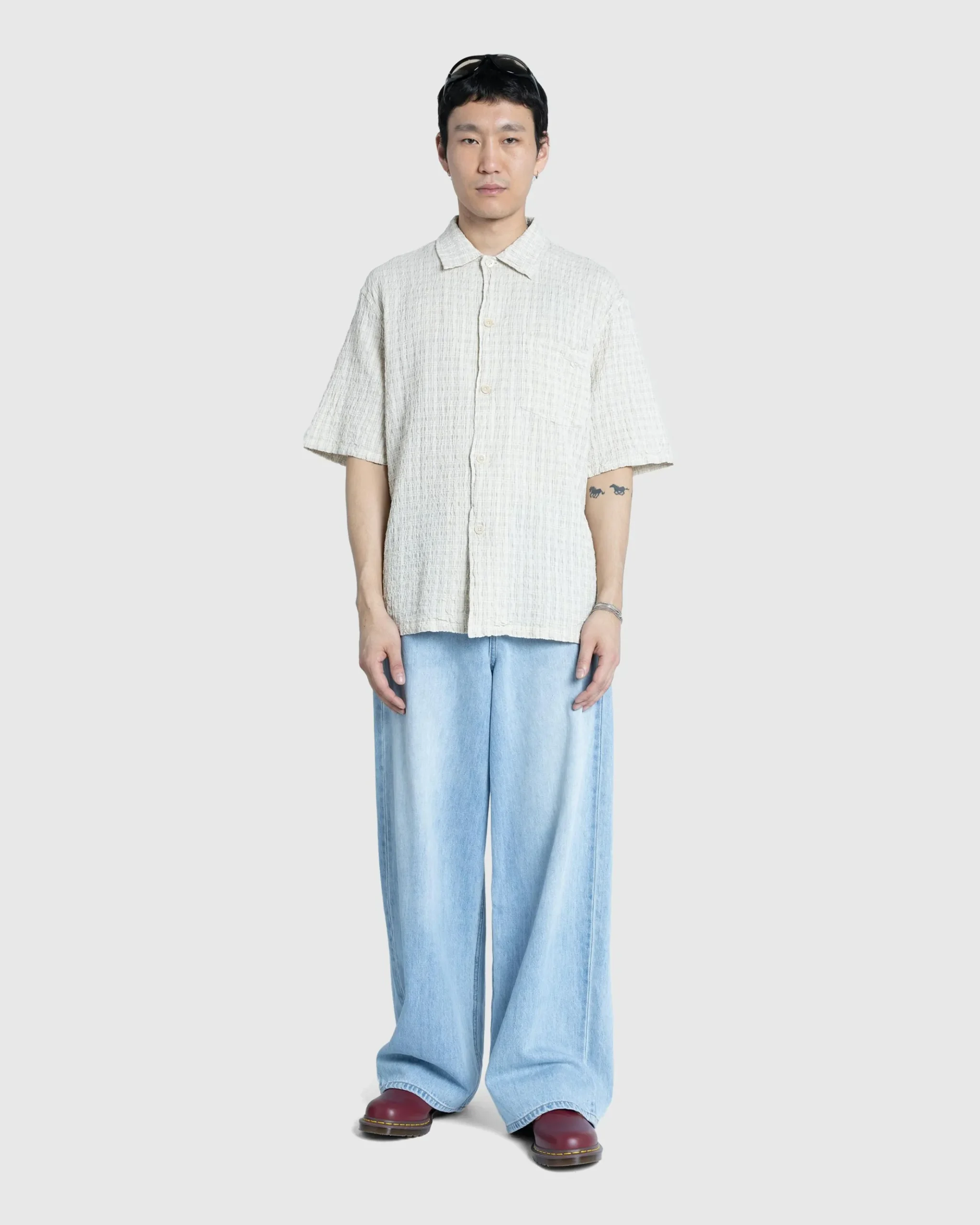 Best Sale Our Legacy Box Short-Sleeve Shirt Light Authentic Seersucker lightauthenticseersucker