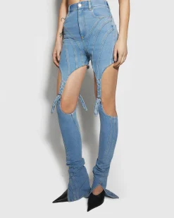 Flash Sale Mugler Buckled Chaps Skinny Jeans Tokyo Blue tokyoblue