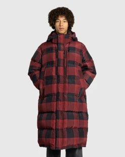 New Woolrich Black Label Buffalo Check Long Parka Red/Black redblack