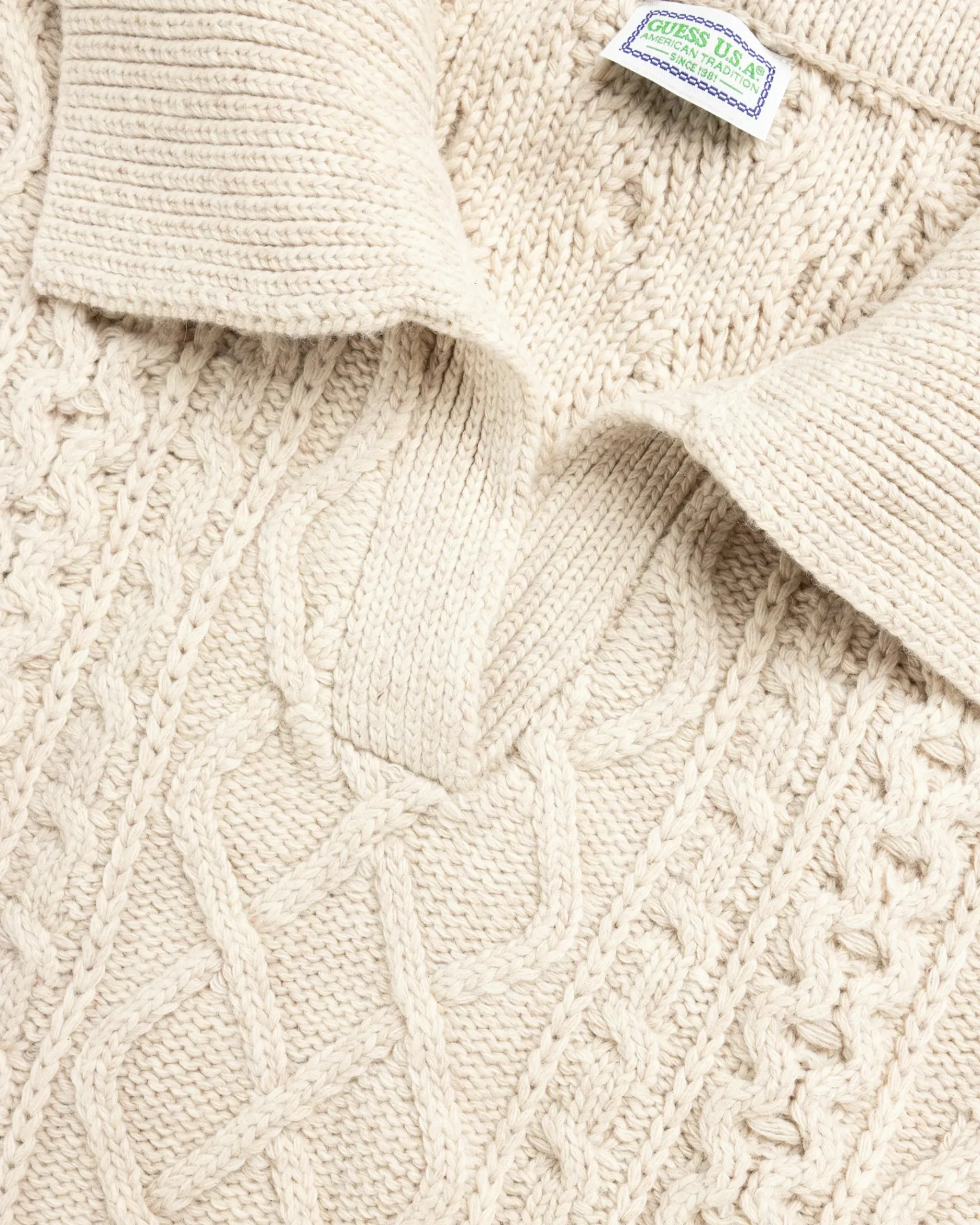 Online Guess USA Cable Knit Sweater Pearl White Multi pwmu