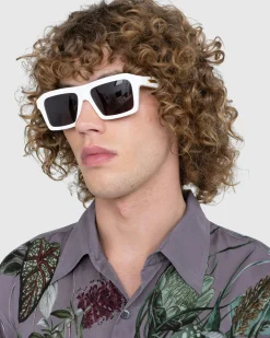 Cheap Bottega Veneta Classic Square Sunglasses White/White/Grey white-white-grey