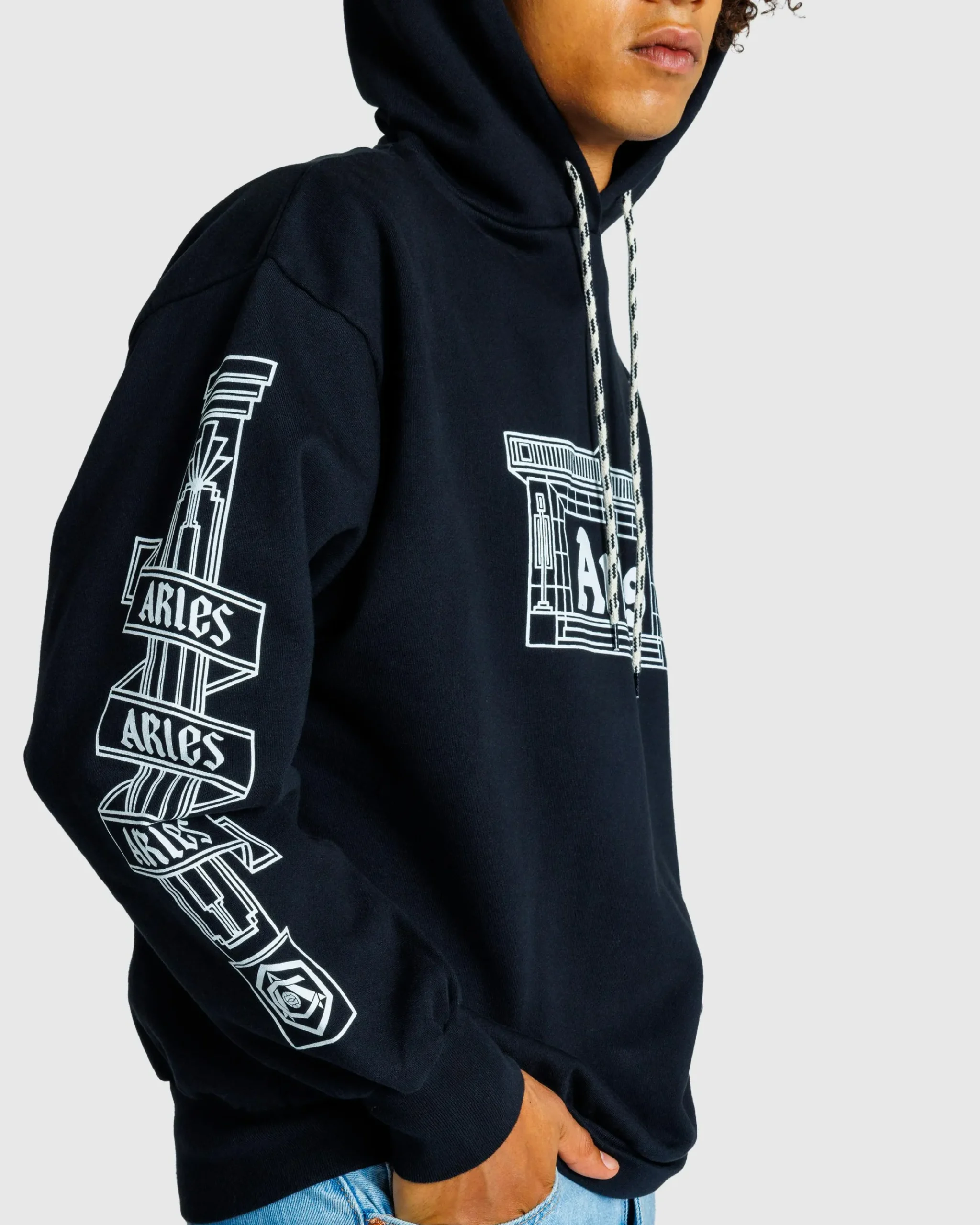 Shop Aries Column Hoodie black