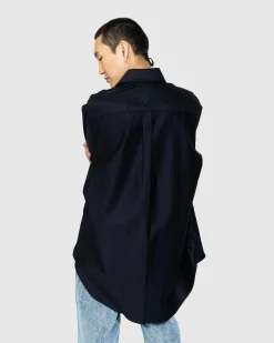 Store J.W. Anderson Contrast Patch Pocket Oversized Shirt Navy blue
