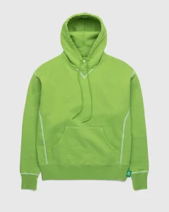 New Highsnobiety Contrast Stitch Fleece Hoodie green
