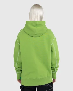 New Highsnobiety Contrast Stitch Fleece Hoodie green