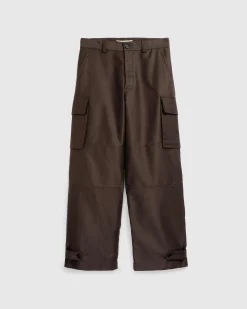 Shop Marni Cotton Cargo Trousers moca
