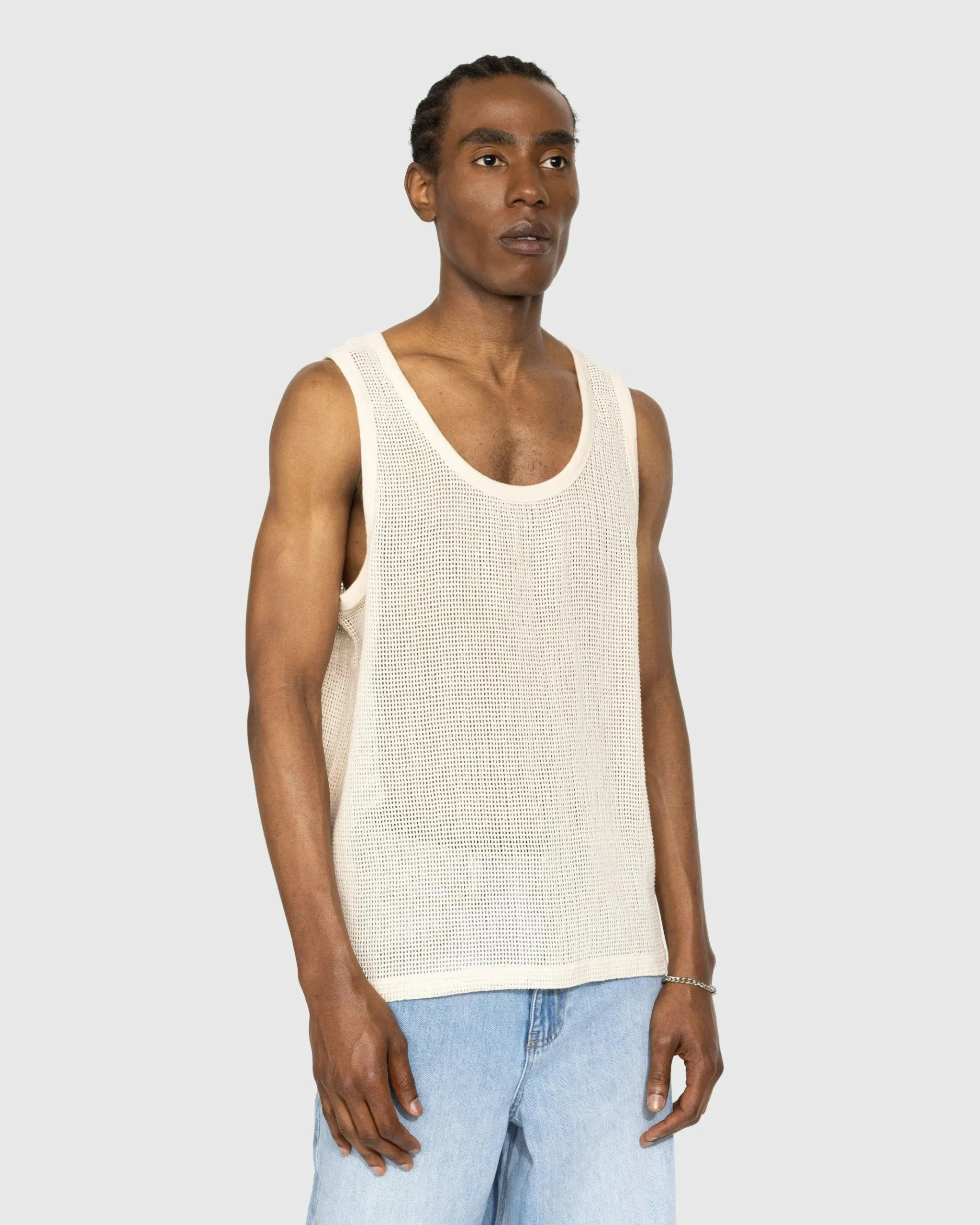 Cheap Highsnobiety Cotton Mesh Knit Tank Top eggshell
