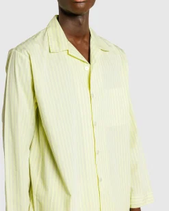 Best Sale Tekla Cotton Poplin Pyjamas Shirt Light Moss Stripes lightmossstripes