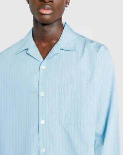 Online Tekla Cotton Poplin Pyjamas Shirt Mist Stripes miststripes