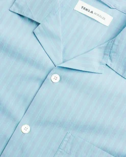 Online Tekla Cotton Poplin Pyjamas Shirt Mist Stripes miststripes