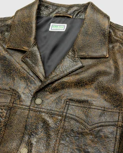 Hot Guess USA Crackle Leather Shirt Amos Brown Multi amosbrownmulti