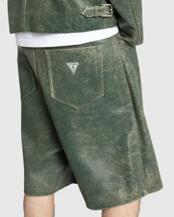 Sale Guess USA Crackle Leather Shorts Castle Green Multi f8kf