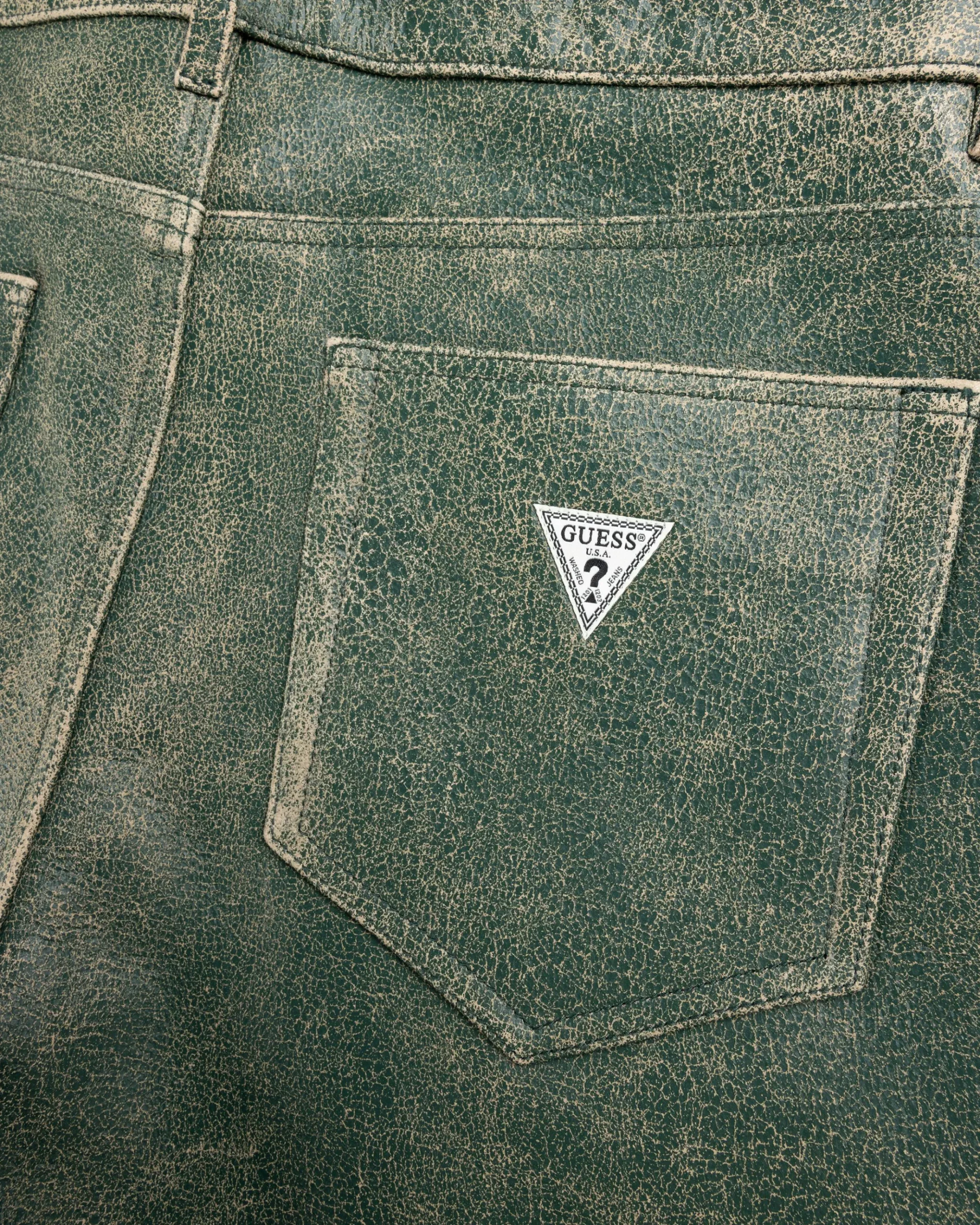 Sale Guess USA Crackle Leather Shorts Castle Green Multi f8kf