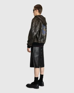 Flash Sale Guess USA Crackle Leather Shorts Jet Black Multi jtmu
