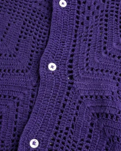 Discount Bode Crochet Overshirt purple
