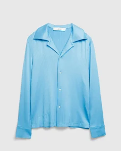Outlet Séfr Darian Shirt Cyan Jersey Rib cyanjerseyrib