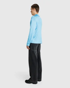 Outlet Séfr Darian Shirt Cyan Jersey Rib cyanjerseyrib
