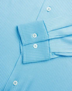 Outlet Séfr Darian Shirt Cyan Jersey Rib cyanjerseyrib