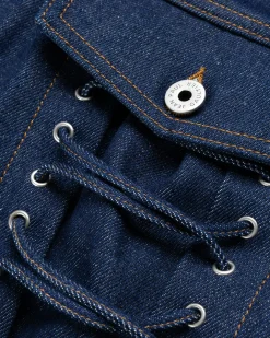 Shop Jean Paul Gaultier Denim Jacket With Lace Detail indigo