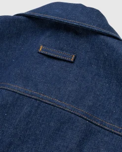 Shop Jean Paul Gaultier Denim Jacket With Lace Detail indigo