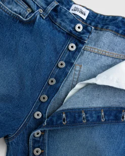 Discount Jean Paul Gaultier Denim Jean With One Leg Buttons Detail Vintage Blue vintageblue