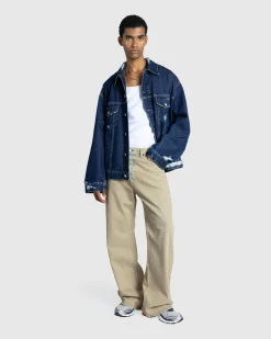 Outlet Acne Studios Distressed Denim Jacket Mid Blue midblue