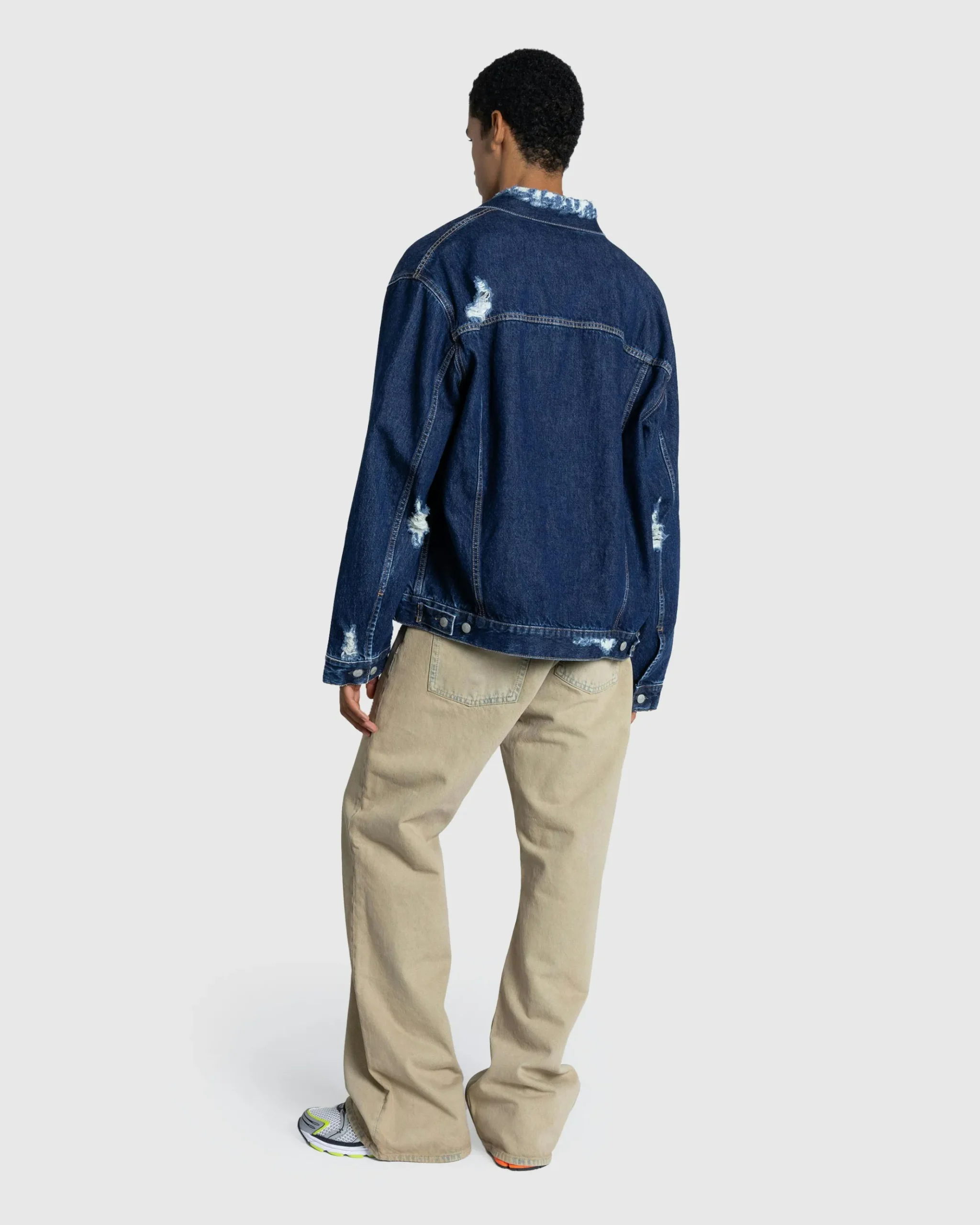 Outlet Acne Studios Distressed Denim Jacket Mid Blue midblue