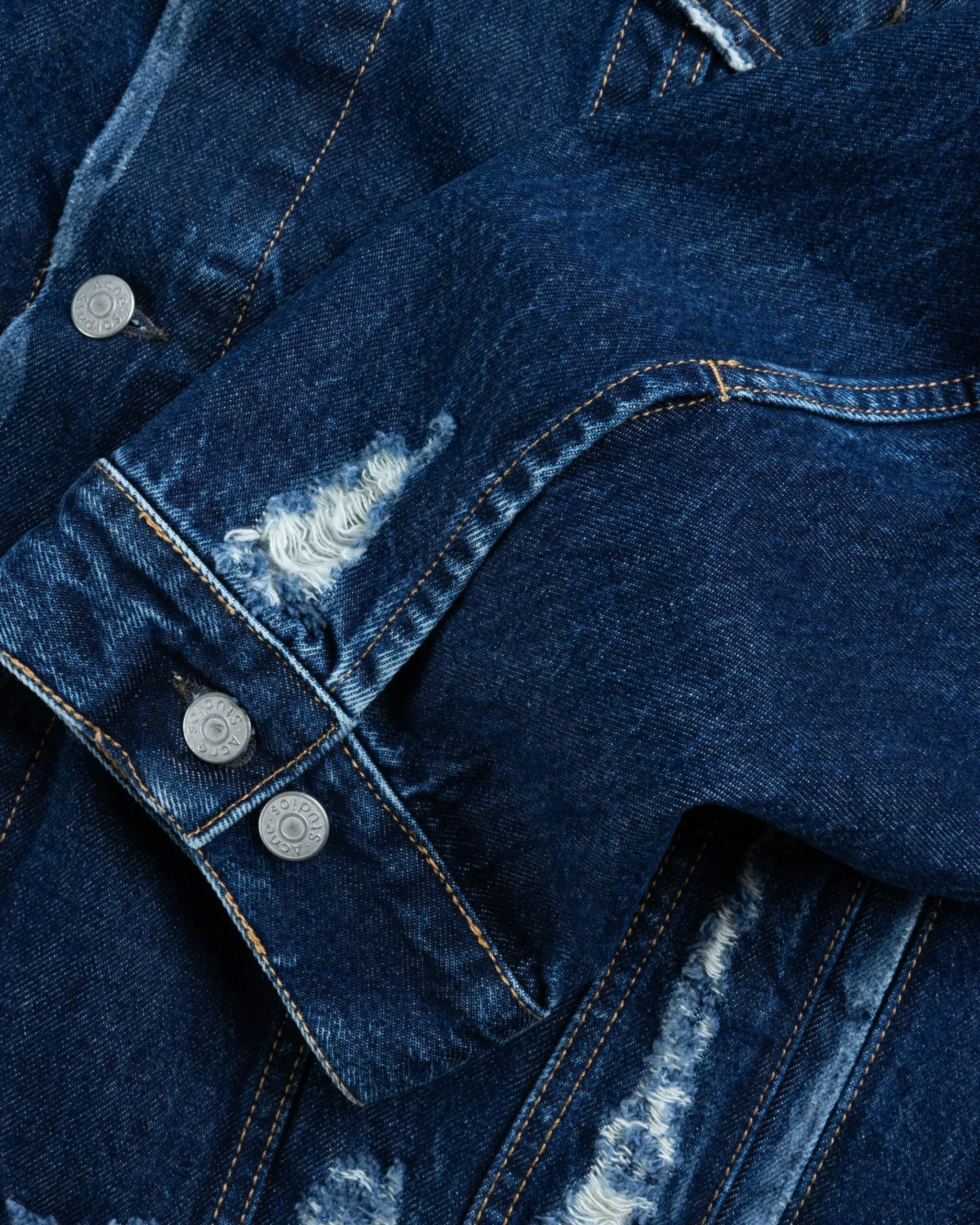 Outlet Acne Studios Distressed Denim Jacket Mid Blue midblue