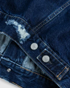 Outlet Acne Studios Distressed Denim Jacket Mid Blue midblue