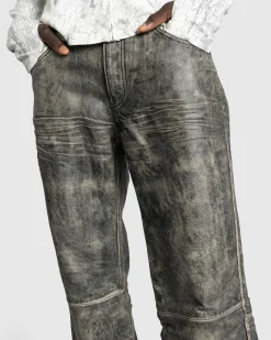 Sale Acne Studios Distressed Leather Pant black