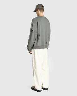 Best Acne Studios Distressed Logo Print Sweater Moss Green mossgreen