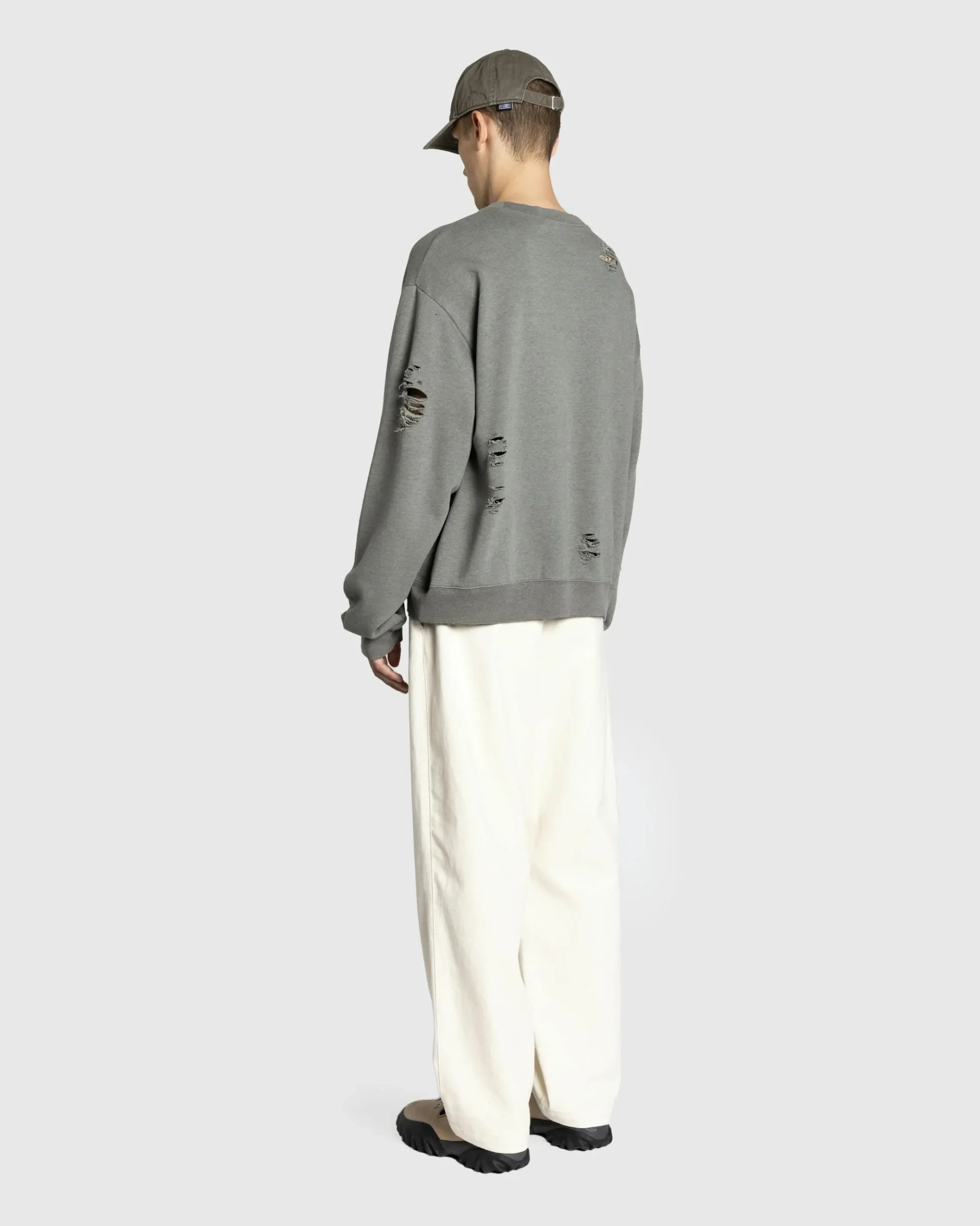 Best Acne Studios Distressed Logo Print Sweater Moss Green mossgreen