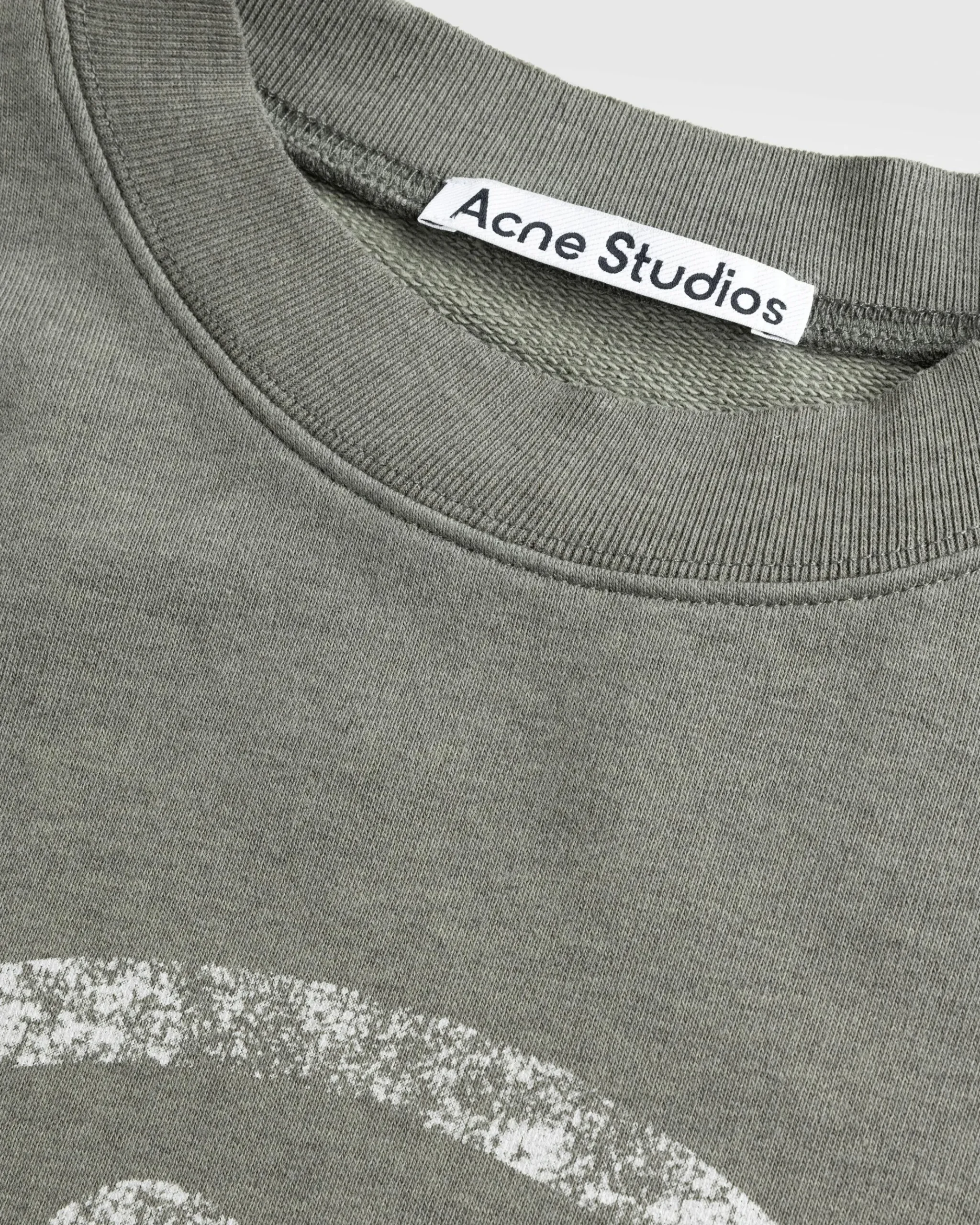 Best Acne Studios Distressed Logo Print Sweater Moss Green mossgreen