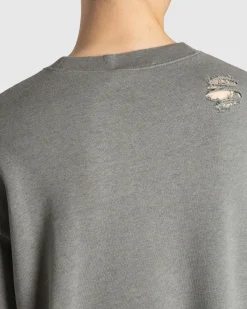 Best Acne Studios Distressed Logo Print Sweater Moss Green mossgreen