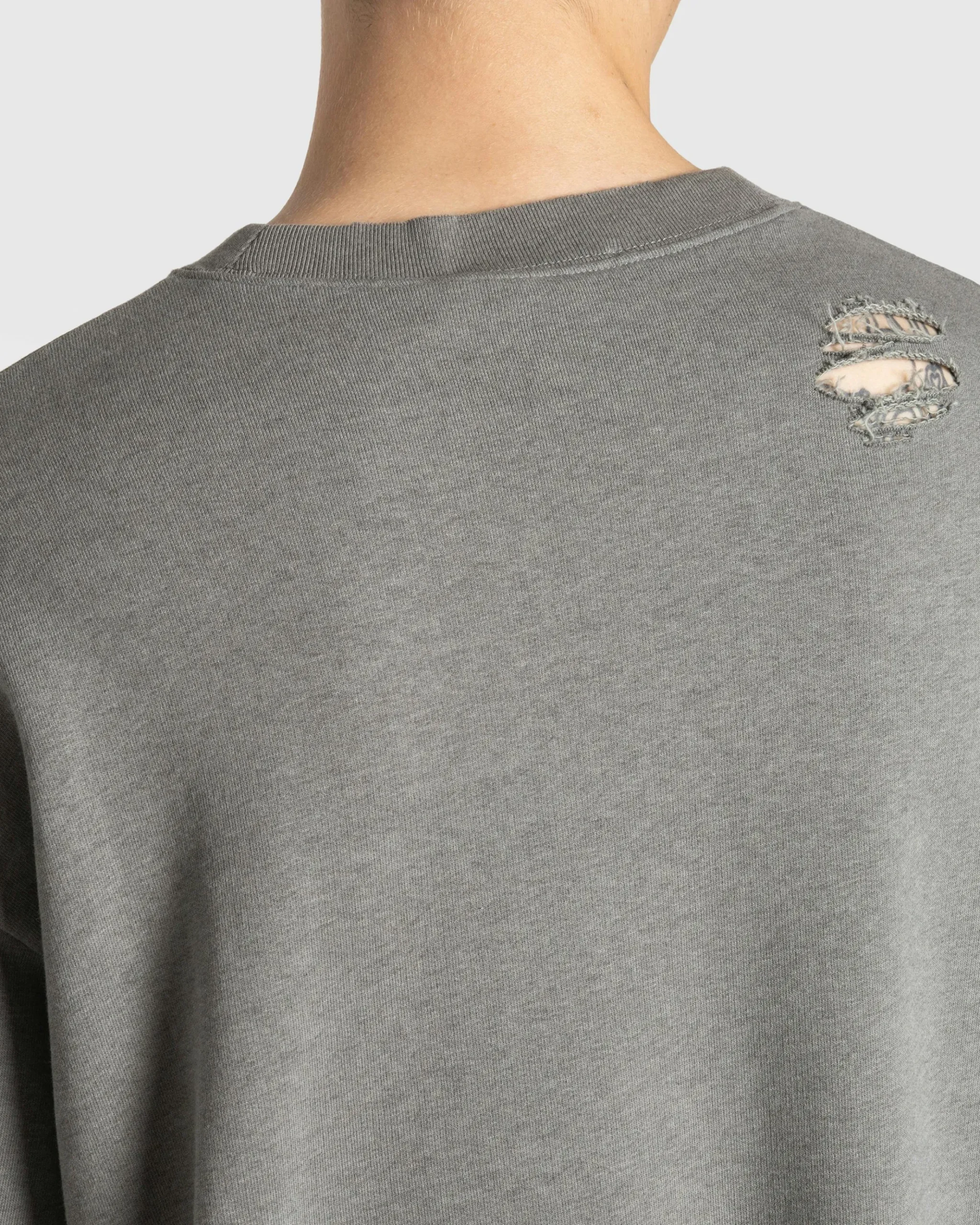 Best Acne Studios Distressed Logo Print Sweater Moss Green mossgreen