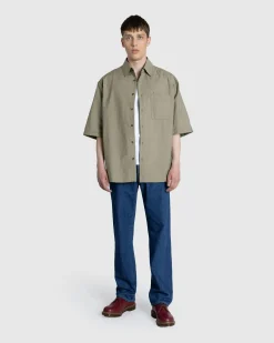 Shop Lemaire Double Pocket Short-Sleeve Shirt Dusty Khaki dustykhaki