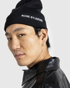 Store Acne Studios Embroidered Logo Beanie black