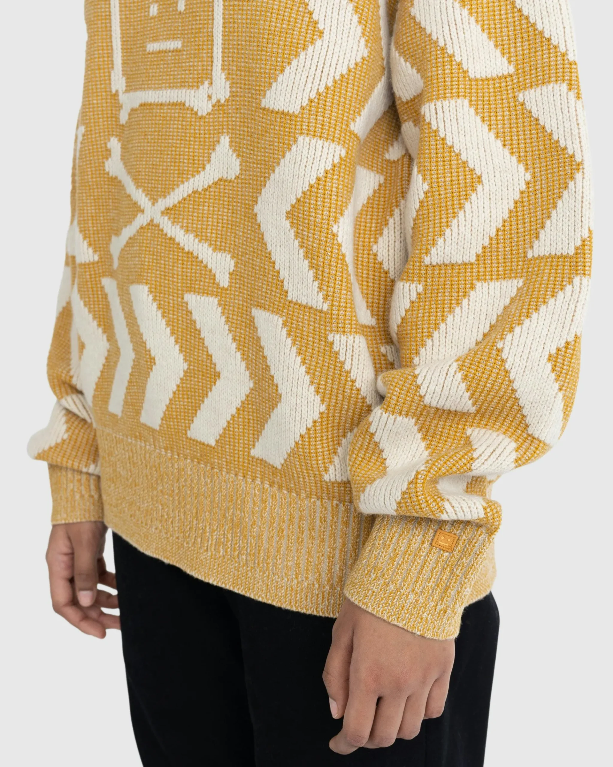Shop Acne Studios Face Crossbones and Arrow Crewneck Sweater yellow