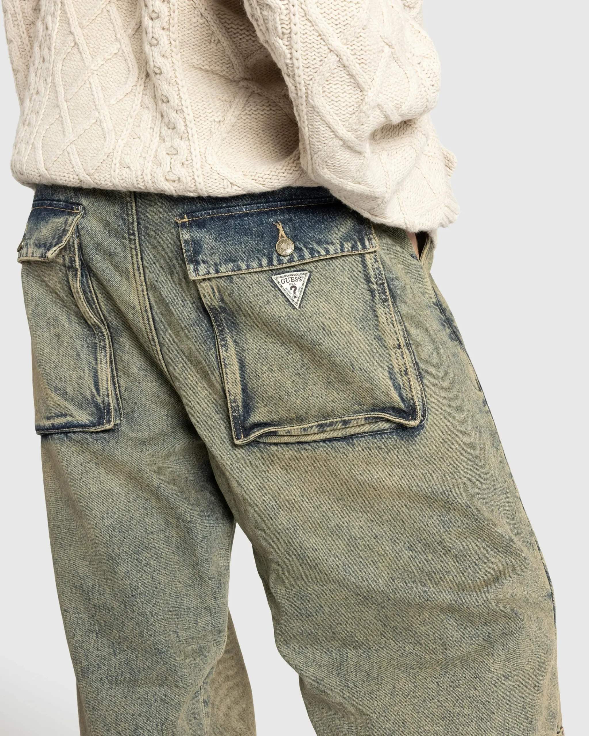 Fashion Guess USA Flannel Lined Relaxed Denim Pant Grey gus2