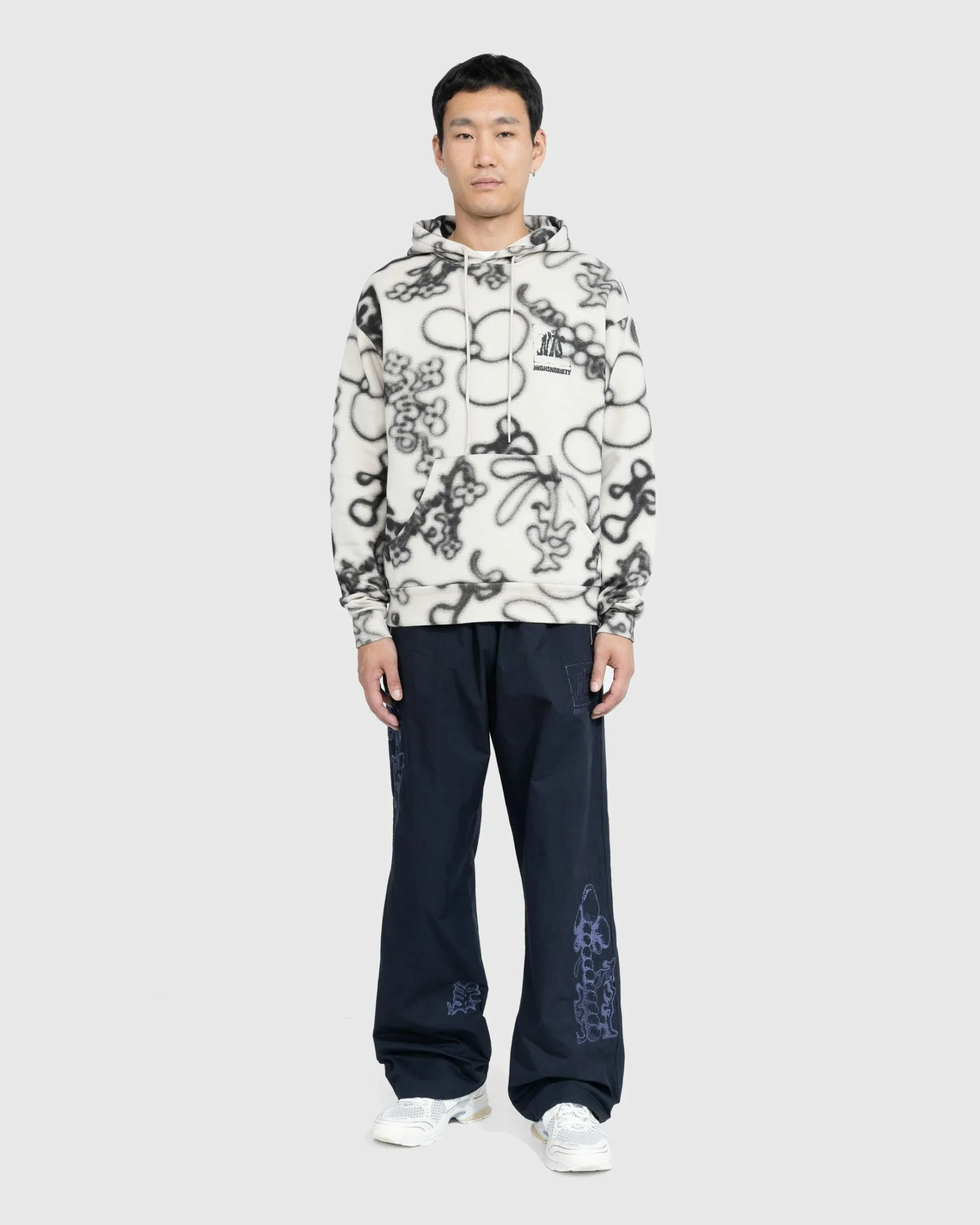 Cheap NTS Fleece Flower Hoodie Ivory/Black grey