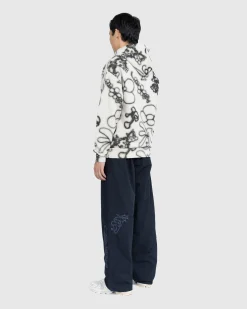 Cheap NTS Fleece Flower Hoodie Ivory/Black grey