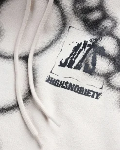 Cheap NTS Fleece Flower Hoodie Ivory/Black grey